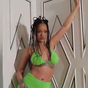 Rihanna Fenty Savage Fuzzy Bikini Lounge Set with Long Cardigan Green Lime Med M